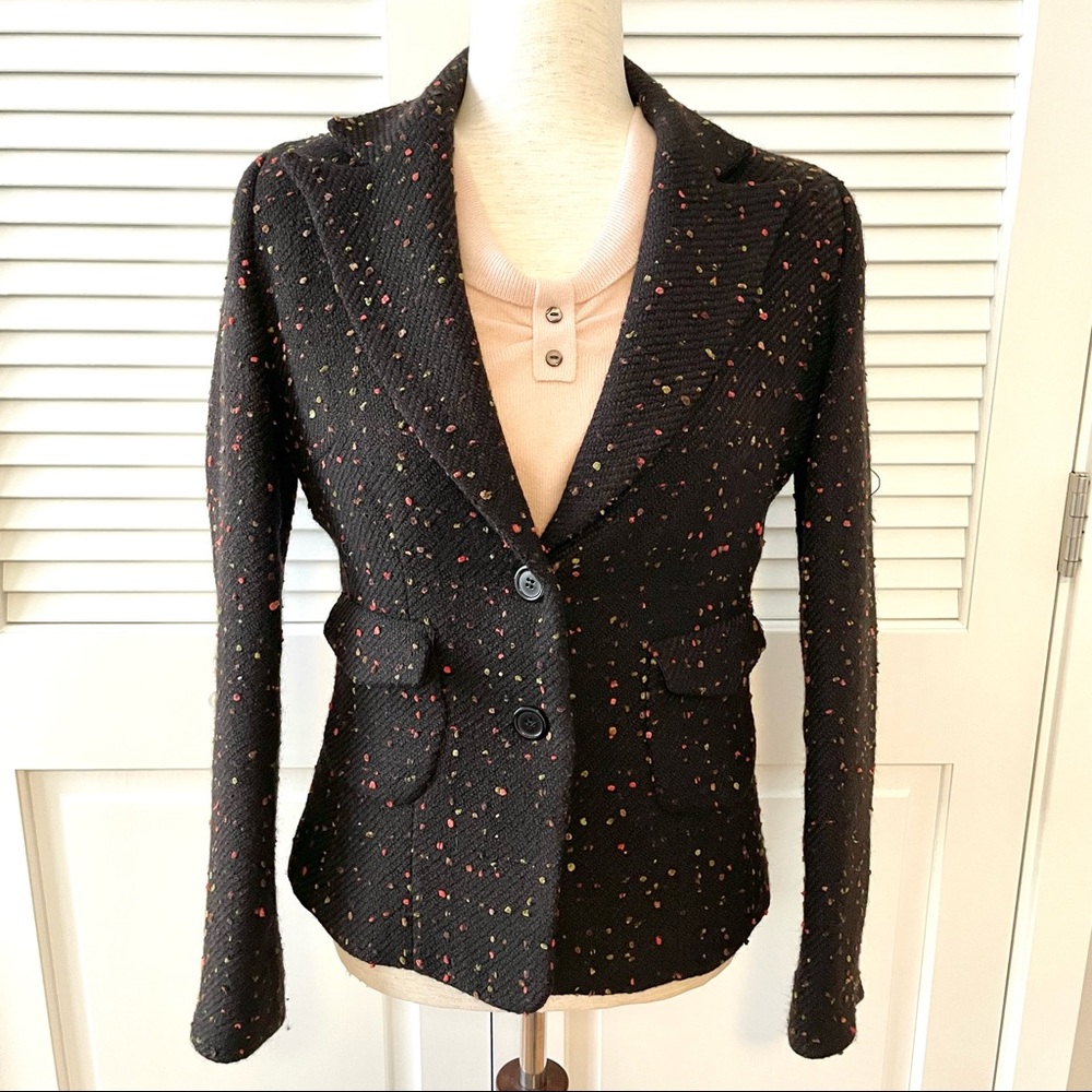 Yumi-Mazao Wool Tweed Tailored Blazer Jacket Size EU 42.